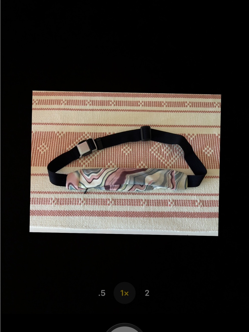 Adjustable Black with Pink Marble-Patterned Small Belt Bag